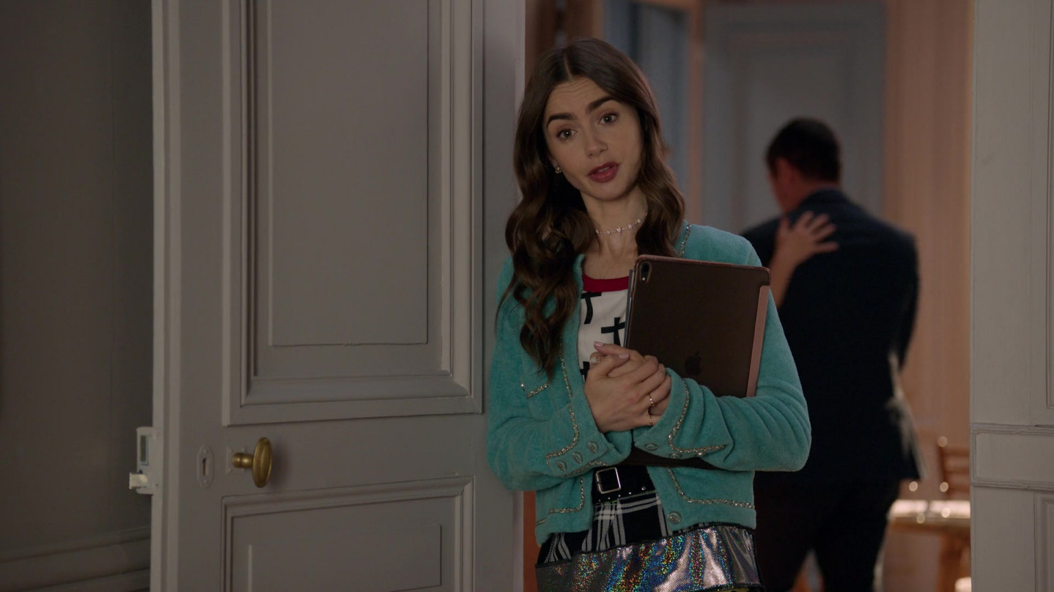 Apple IPad Tablet Held By Lily Collins In Emily In Paris S01E02 ...