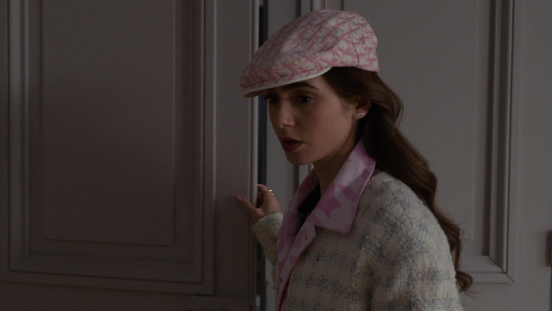 Dior Monogram Hat French Street Style Outfit of Lily Collins in Emily in Paris S01E10 (1)