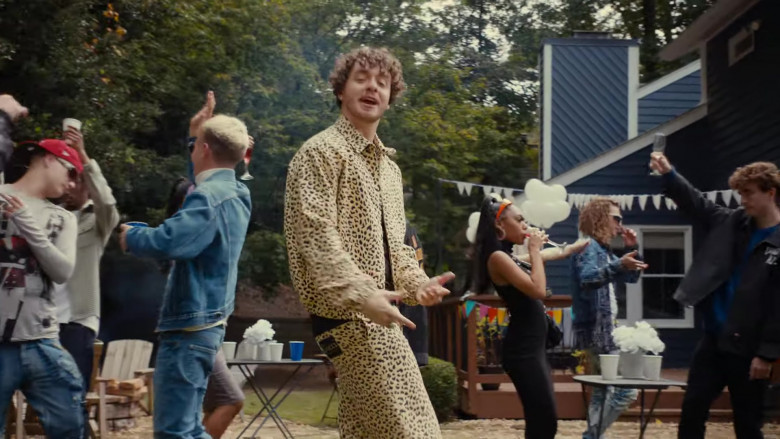 Gucci Leopard Print Jacket and Shorts Suit Outfit of Jack Harlow in Tyler Herro (1)