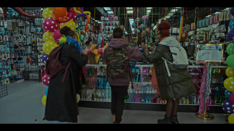 JanSport Army Print Backpack of Crystal Sha're Nelson as Tor Sampson in Grand Army S01E09