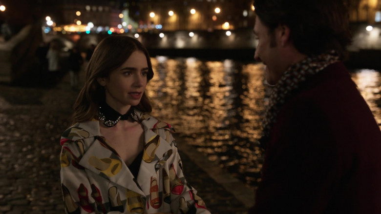 Moschino Coat French Style Outfit of Lily Collins in Emily in Paris S01E10 (4)
