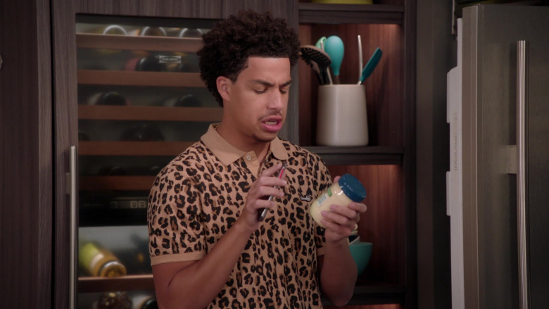 Ovadia Leopard Pattern Polo Shirt of Marcus Scribner as Junior in Black-ish S07E02 TV Show (1)
