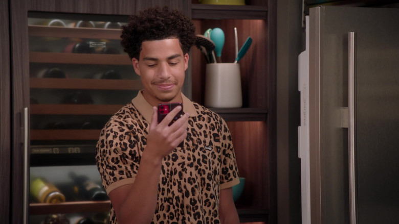 Ovadia Leopard Pattern Polo Shirt of Marcus Scribner as Junior in Black-ish S07E02 TV Show (2)