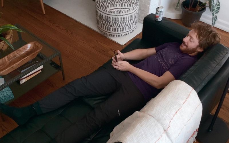 Patagonia Black Pants Worn by Max Jenkins as Shane in Social Distance S01E04
