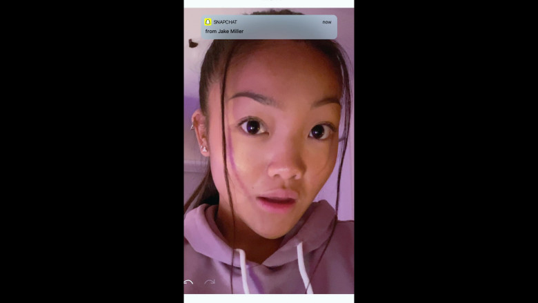 Snapchat Messaging App Used by Kylie Liya Page as Mia Huang in Social Distance S01E07