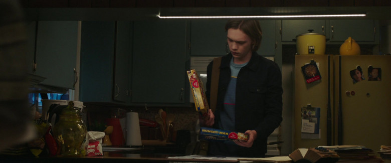 Hungry-Man Frozen Dinners Held by Charlie Plummer as Adam in Words on Bathroom Walls (1)