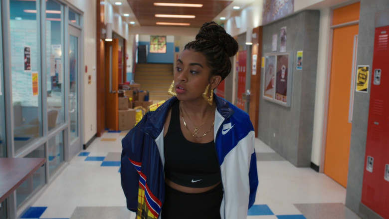 Nike Jacket and Sports Bra Outfit of Alycia Pascual-Peña as Aisha Garcia in Saved by the Bell S01E03