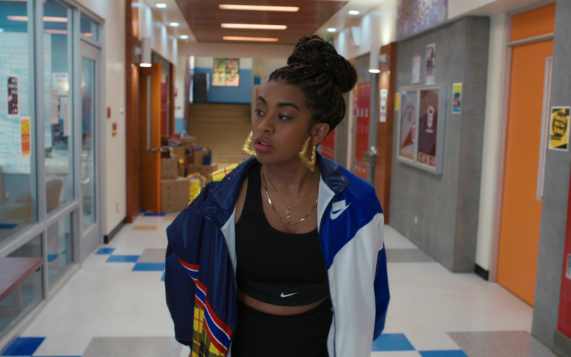 Nike Jacket and Sports Bra Outfit of Alycia Pascual-Peña as Aisha Garcia in Saved by the Bell S01E03