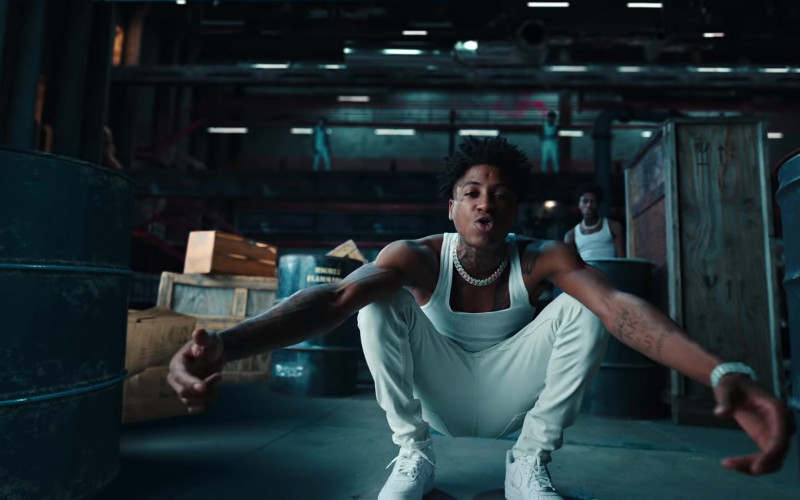 Nike Sneakers (All-White) of YoungBoy NBA in “What That Speed Bout!” by Mike WiLL Made-It ft. Nicki Minaj