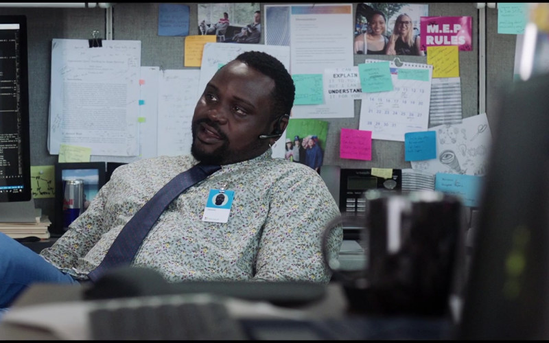 Red Bull Energy Drink and vTech Phone of Brian Tyree Henry as Dennis in Superintelligence (2020)