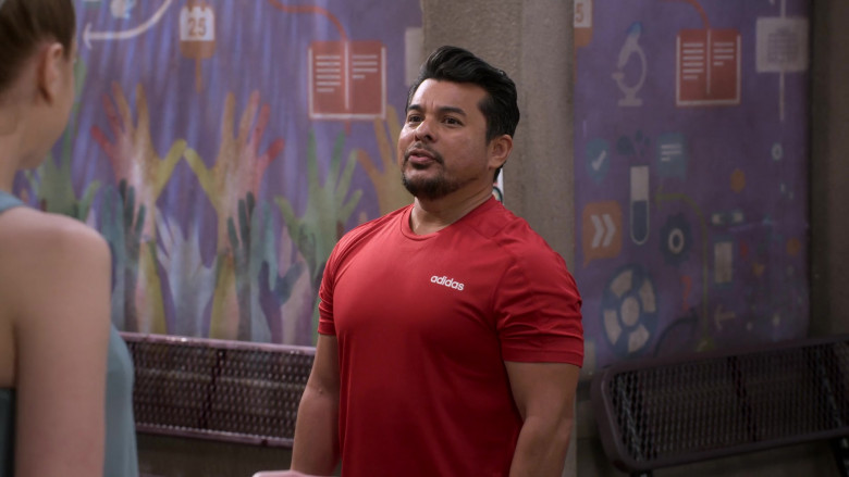 Adidas Red T-Shirt of Jacob Vargas as Tony Ochoa in Mr. Iglesias S03E04 (2)