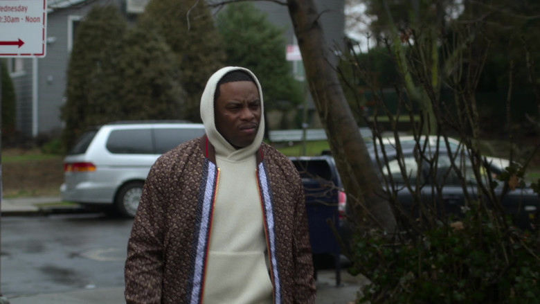 Burberry Monogram Stripe Print Bomber Jacket Outfit of Woody McClain as Cane Tejada in Power Book II Ghost S01E07 (1)
