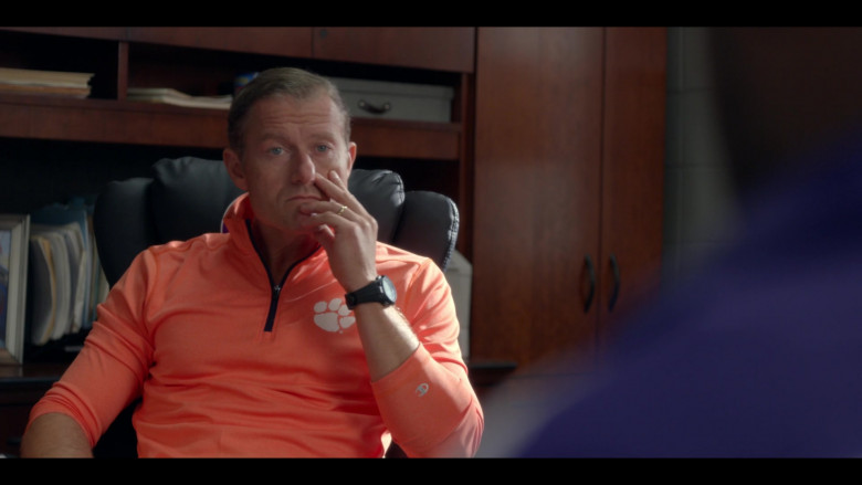 Champion Orange Quarter Zip Pullover of James Badge Dale as Coach Brad Simmons in Safety