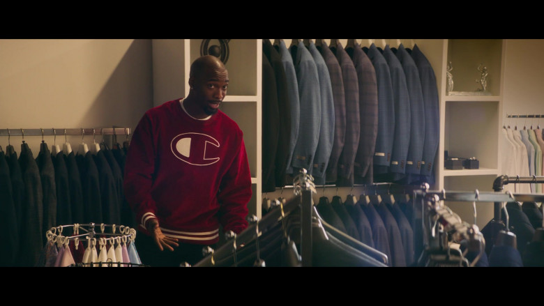Champion Red Oversized Sweatshirt Worn by Jay Pharoah as Dave Berger in All My Life (1)