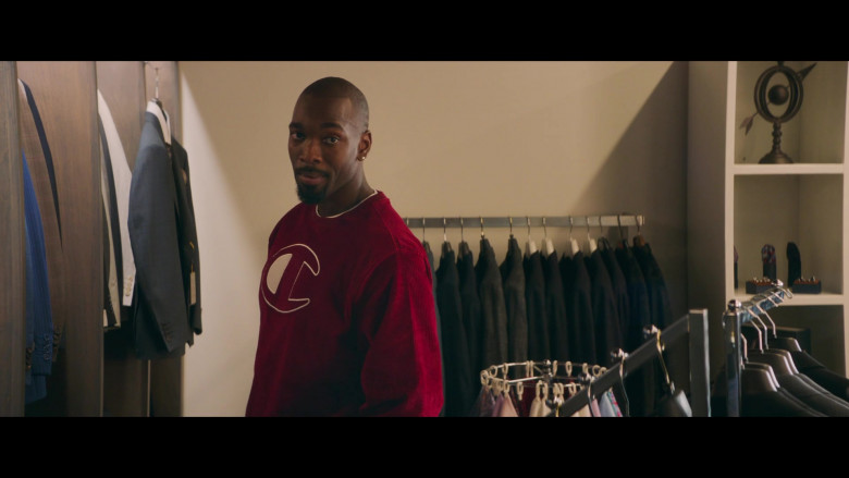 Champion Red Oversized Sweatshirt Worn by Jay Pharoah as Dave Berger in All My Life (3)
