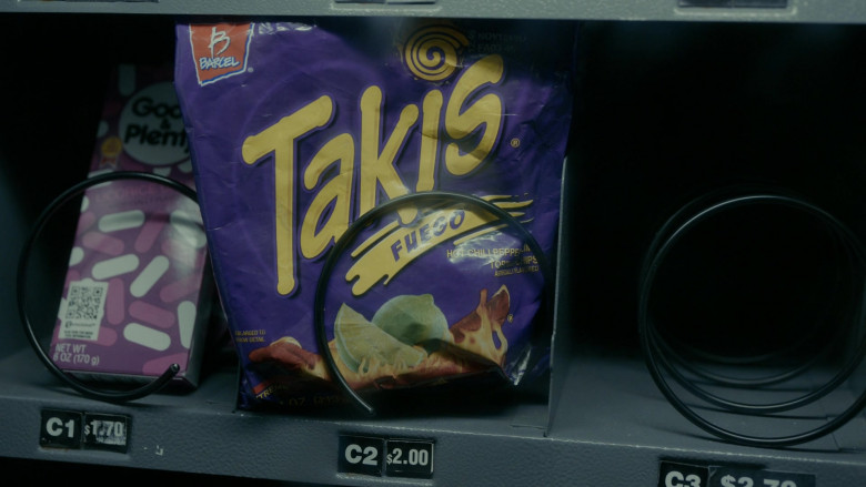 Good & Plenty Licorice Candy and Takis Fuego Chips in The Wilds S01E04 Day Six