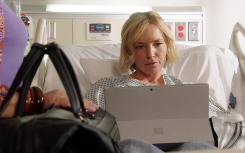 Microsoft Surface Tablet of Perdita Weeks as Juliet Higgins in Magnum P.I. S03E01 Double Jeopardy