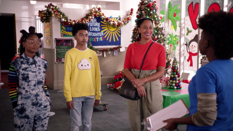 Miles Brown Wears Lacoste Boys' Crocoseries Friends with You Cloud Crewneck Sweatshirt (Lemon) Outfit in Black-ish (1)