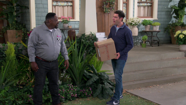 Nike Men's Cortez Sneakers (Blue) of Max Greenfield as Dave in The Neighborhood S03E04 (1)