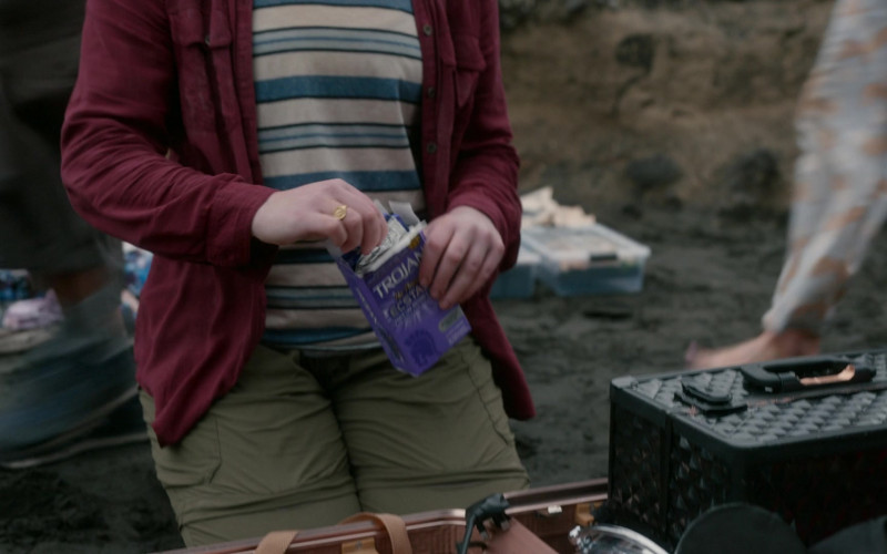Trojan Condoms Held by Shannon Berry as Dot Campbell in The Wilds S01E02 (1)