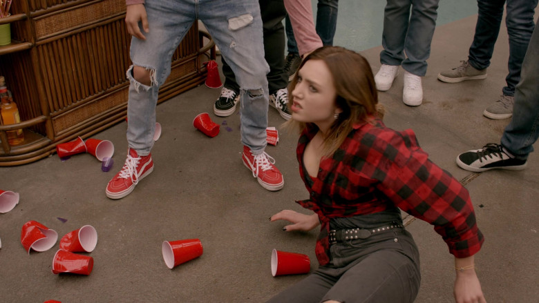 Vans Red HiTop Sneakers of Xolo Maridueña as Miguel Diaz in Cobra Kai S02E09 (1)