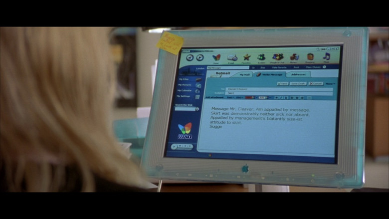 Apple Computer Monitor and MSN Hotmail Email in Bridget Jones’s Diary (2001)