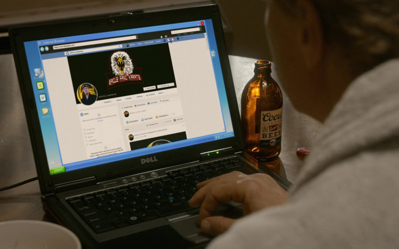 Coors Banquet Beer Bottle & Dell Laptop of William Zabka as Johnny Lawrence in Cobra Kai S03E09