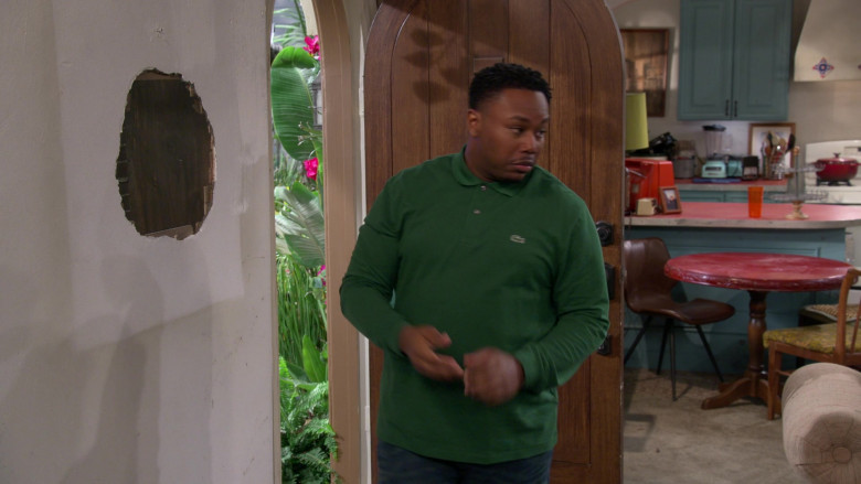 Lacoste Men’s Green Long Sleeve Shirt of Marcel Spears as Marty in The Neighborhood S03E08 (2)