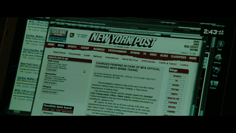 New York Post Website in The Taking of Pelham 123 (2009)