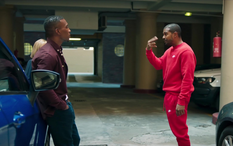 Nike Men’s Sweatshirt and Sweatpants Suit (Red) Outfit of Noel Clarke as Aaron ‘Bish’ Bishop in Bulletproof S03E03 (2)