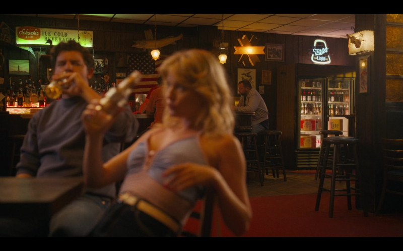 Schaefer Beer and Miller Lite Signs in the Bar in Bridge and Tunnel S01E01 The Graduates (2021)