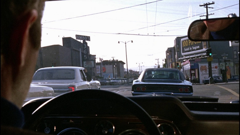 Seagram's 100 Pipers whisky billboard in Bullitt (1968)