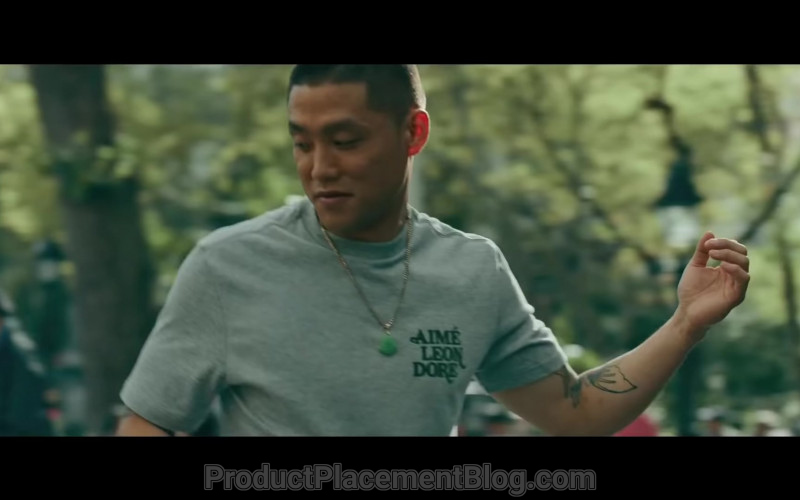 Aimé Leon Dore T-Shirt of Taylor Takahashi as Alfred ‘Boogie’ Chin in Boogie (2021)