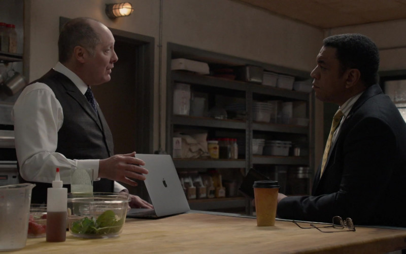 Apple MacBook Pro Laptop of James Spader as Raymond ‘Red' Reddington in The Blacklist S08E08 Ogden Greeley (No. 40) (2021)