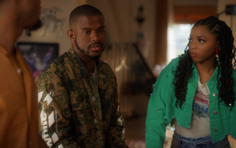 Off-White Men's Camo Jacket in Grown-ish S03E14 (3)