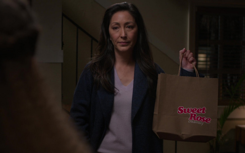 Sweet Rose Creamery Ice Cream Shop Paper Bag Held by Christina Chang as Dr. Audrey Lim in The Good Doctor S04E10 TV Show