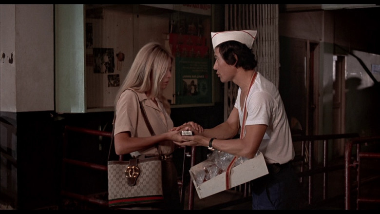 Gucci handbag of Britt Ekland as Mary Goodnight in The Man with the Golden Gun (1974)