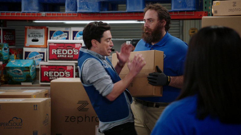 Henry's Hard Soda, Blue Moon Beer, Redd's Apple Ale Boxes in Superstore S06E12 Customer Satisfaction (2021)