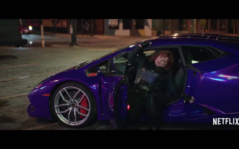 Lamborghini Huracan Purple Sports Car in Thunder Force Movie (2)