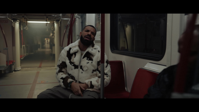 Louis Vuitton Monogram Fur Jacket of Drake in ‘What’s Next’ by Drake (2021)
