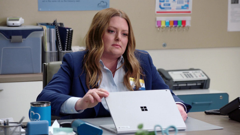 Microsoft Surface Laptop of Cast Member Lauren Ash as Dina Fox in Superstore S06E13 TV Show (2)