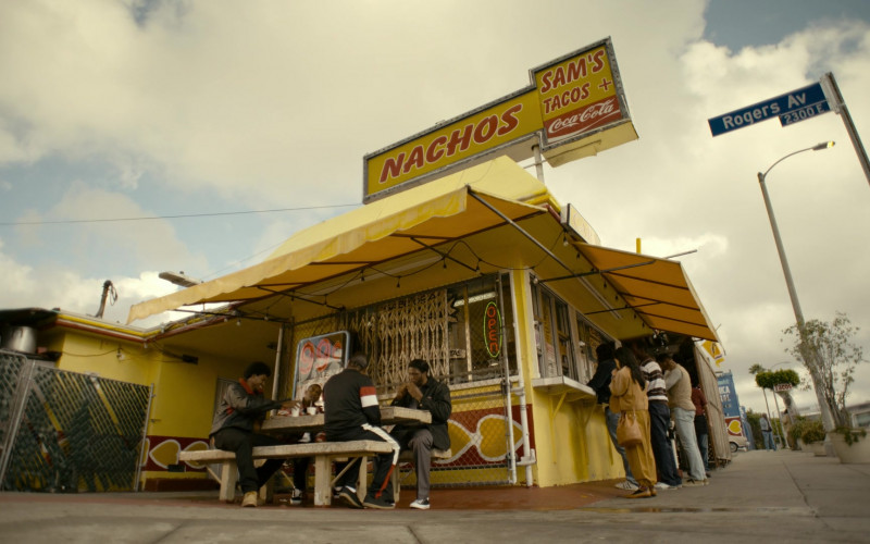Sam's Tacos Mexican Restaurant and Coca-Cola Sign in Snowfall S04E04 Expansion (2021)