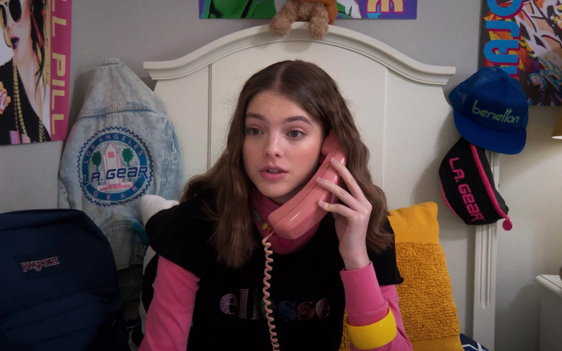 JanSport Backpack, Los Angeles Gear, Benetton and Elisse T-Shirt in Mixed-ish S02E09 Material Girl (2021)