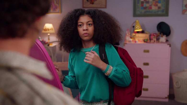Jansport Red Backpack of Arica Himmel as Bow Johnson in Mixed-ish S02E09 TV Show 2021 (5)