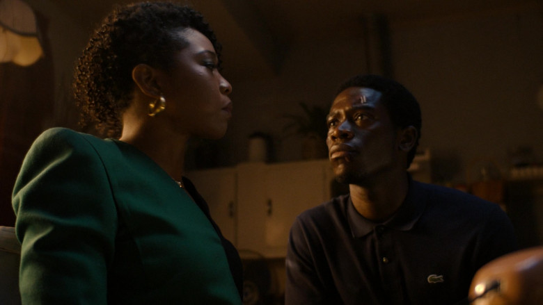 Lacoste Blue Long Sleeved Polo Shirt Worn by Actor Damson Idris as Franklin Saint in Snowfall S04E09 TV Show (2)