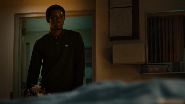 Lacoste Blue Long Sleeved Polo Shirt Worn by Actor Damson Idris as Franklin Saint in Snowfall S04E09 TV Show (4)