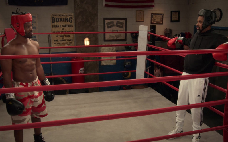 Adidas White Track Pants of Mike Epps as Bennie in The Upshaws S01E09 Gloves Off (2021)