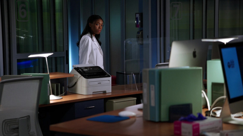 Brother Fax Machine and Apple iMac PC in Chicago Med S06E14 A Red Pill, a Blue Pill (2021)