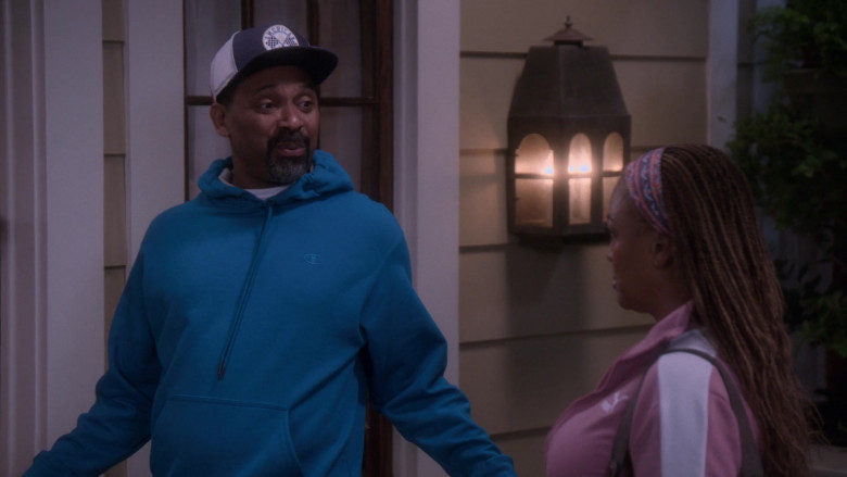 Champion Blue Hoodie Worn by Mike Epps as Bennie Upshaw in The Upshaws S01E10 The Backslide (2021)