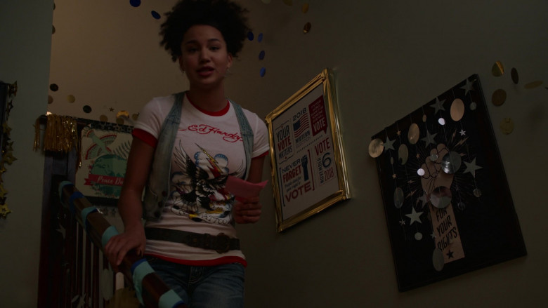 Ed Hardy Women's T-Shirt of Sofia Wylie as Gina Porter in High School Musical The Musical The Series S02E01 (1)